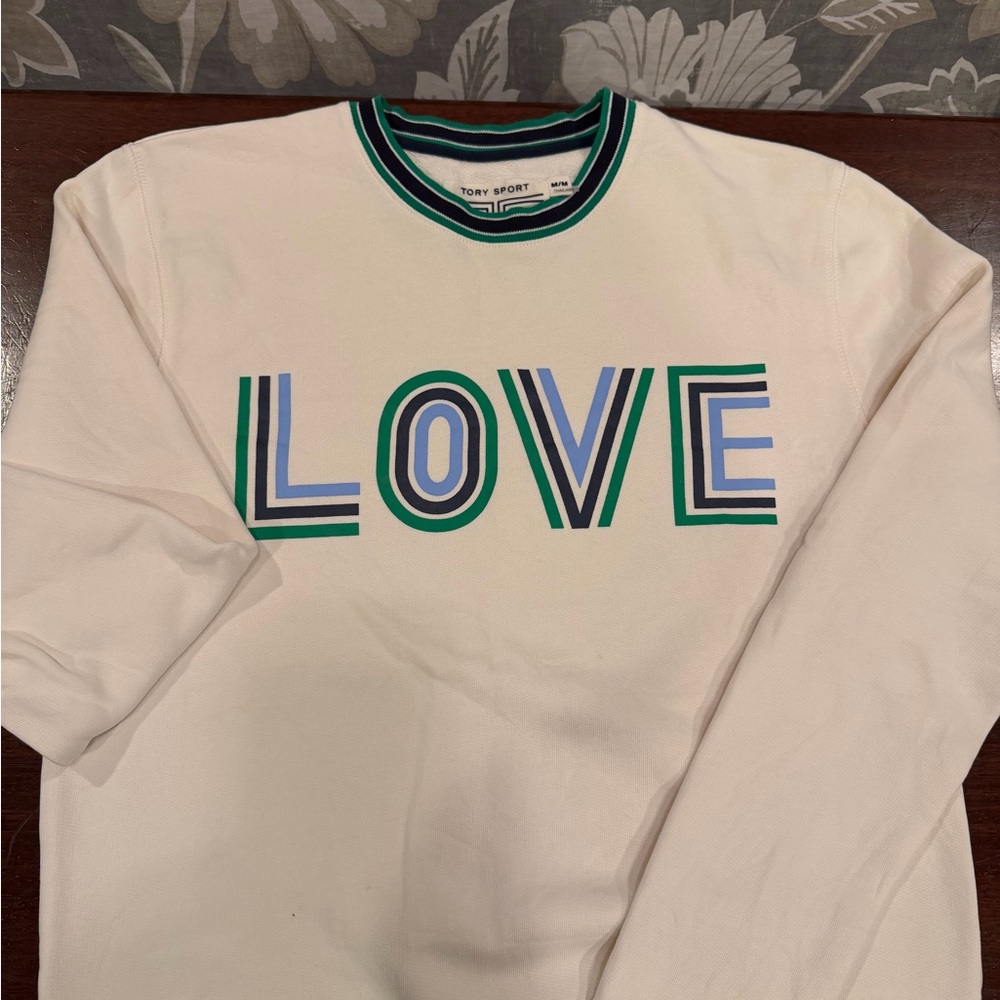 Tory Sport Cream Crewneck with LOVE Design